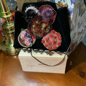 Bag,  Gigi Olivia vintage velvet rose design purses